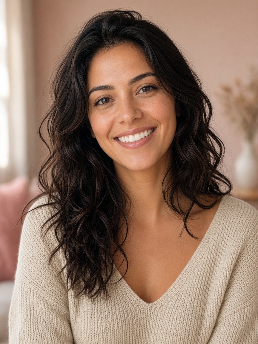 Marina sorrindo, foto de perfil